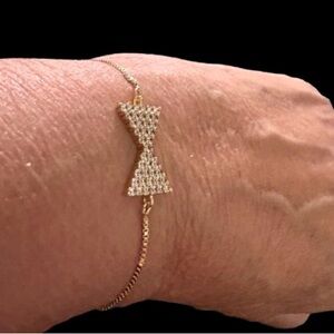 Pretty Bird Jewelry Gold Tone Bow Slider Bracelet with CZ Pave’ Accents